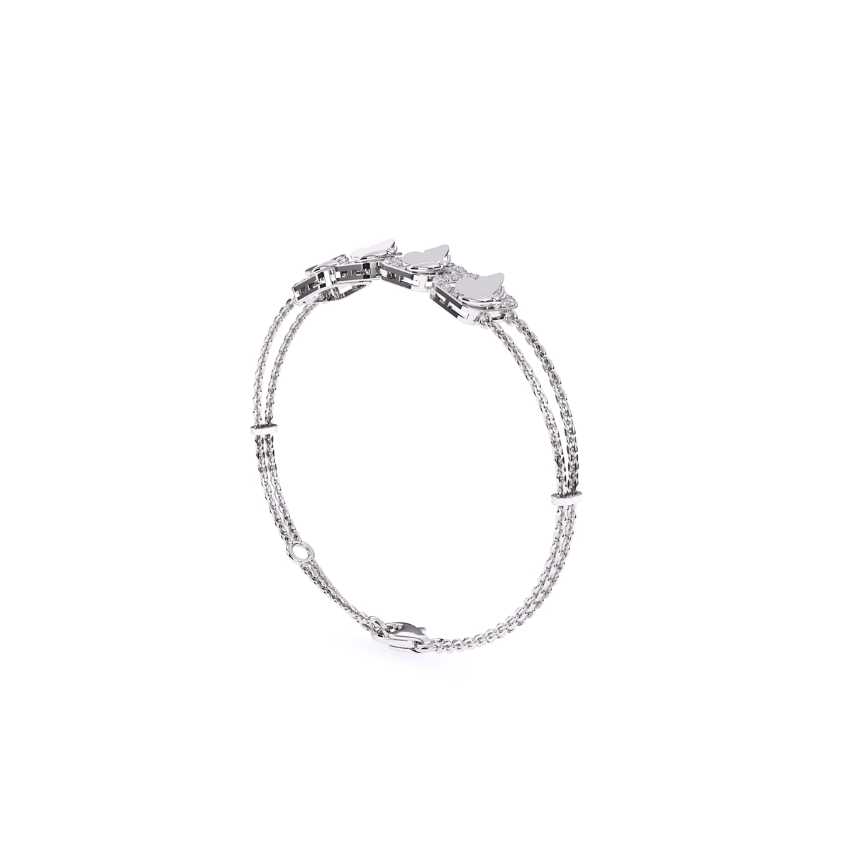 Four Square Rose Gold Diamond Bracelet